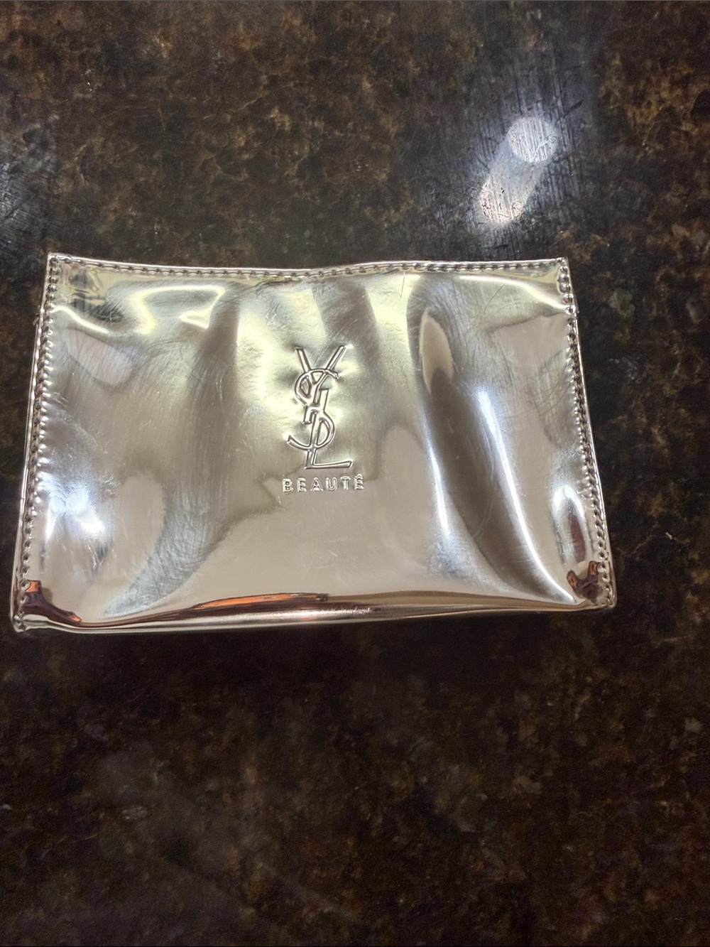 Yves Saint Laurent Silver Metallic Pouch